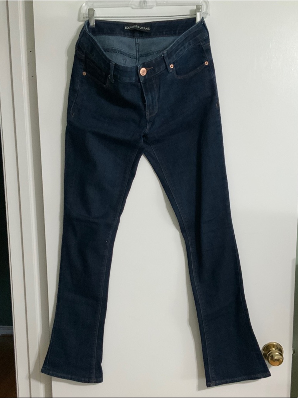 Express Jeans Dark Wash Bootcut Jeans Skyscraper